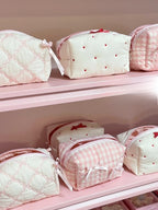 Quilted Cosmetic Storage Bag — Elegant & Spacious Travel Makeup Organiser