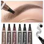 6-Colour Waterproof Eyebrow Pen — 4-Point Split Tip for Natural Brow Strokes