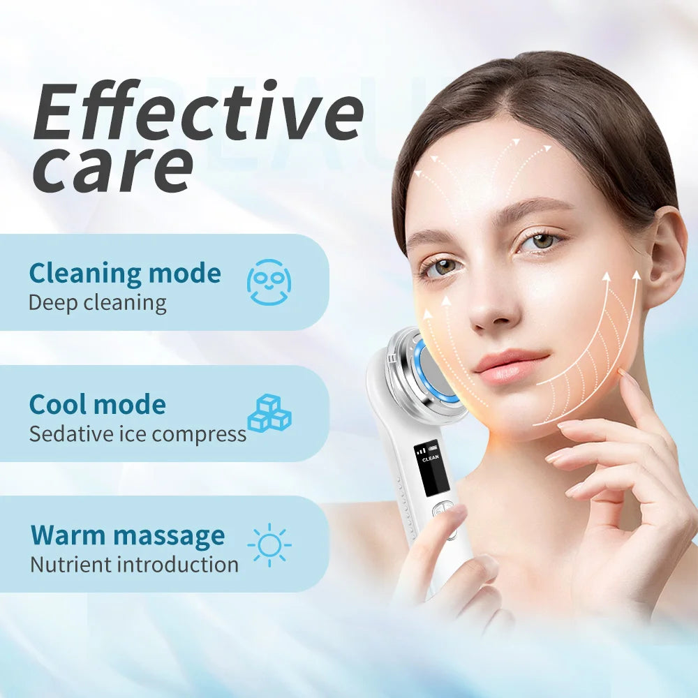 4-in-1 Skin Care Device with Deep Cleaning Cooling Therapy Warm Massage And Nutrient Delivery Modes Easy to Use Digital Screen