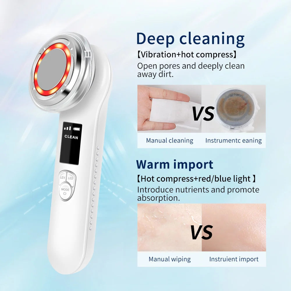 4-in-1 Skin Care Device with Deep Cleaning Cooling Therapy Warm Massage And Nutrient Delivery Modes Easy to Use Digital Screen