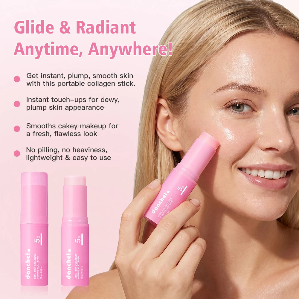 PDRN Pink Collagen Volume Multi Balm Fast Absorbing Smooth & Plump Face Skin Portable Collagen Stick Suitable For All Skin Types
