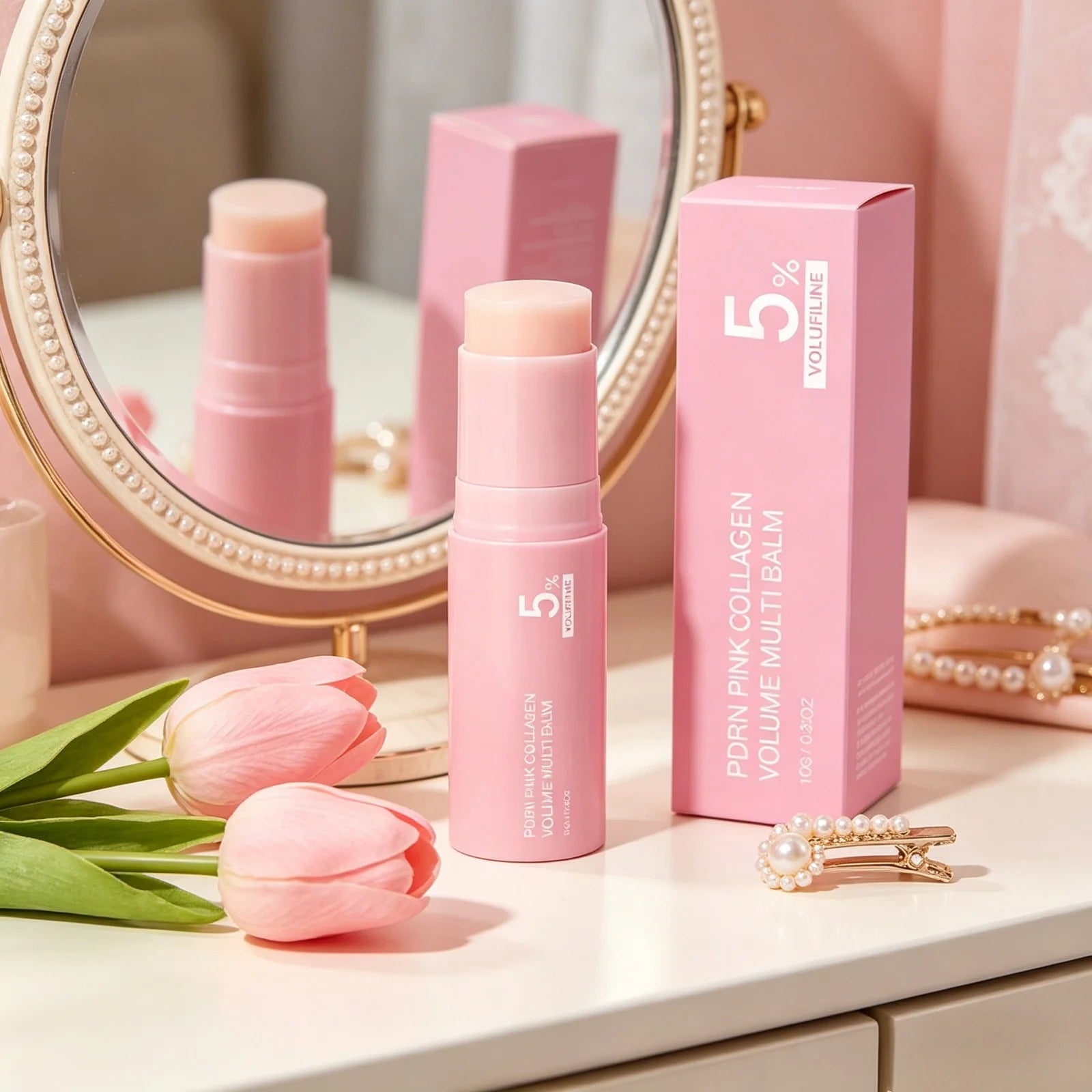 PDRN Pink Collagen Volume Multi Balm Firm Face Rejuvenation Remove Facial Wrinkles Pre Makeup Smooth Skin Tightening Cream Stick